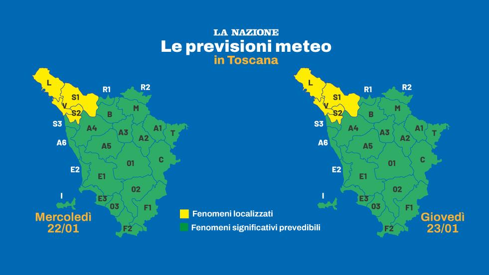 Allerta meteo sulla Toscana nord occidentale per il rischio pioggia