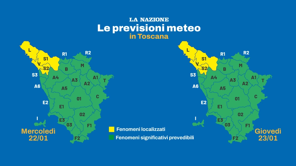 Allerta meteo sulla Toscana nord occidentale per il rischio pioggia