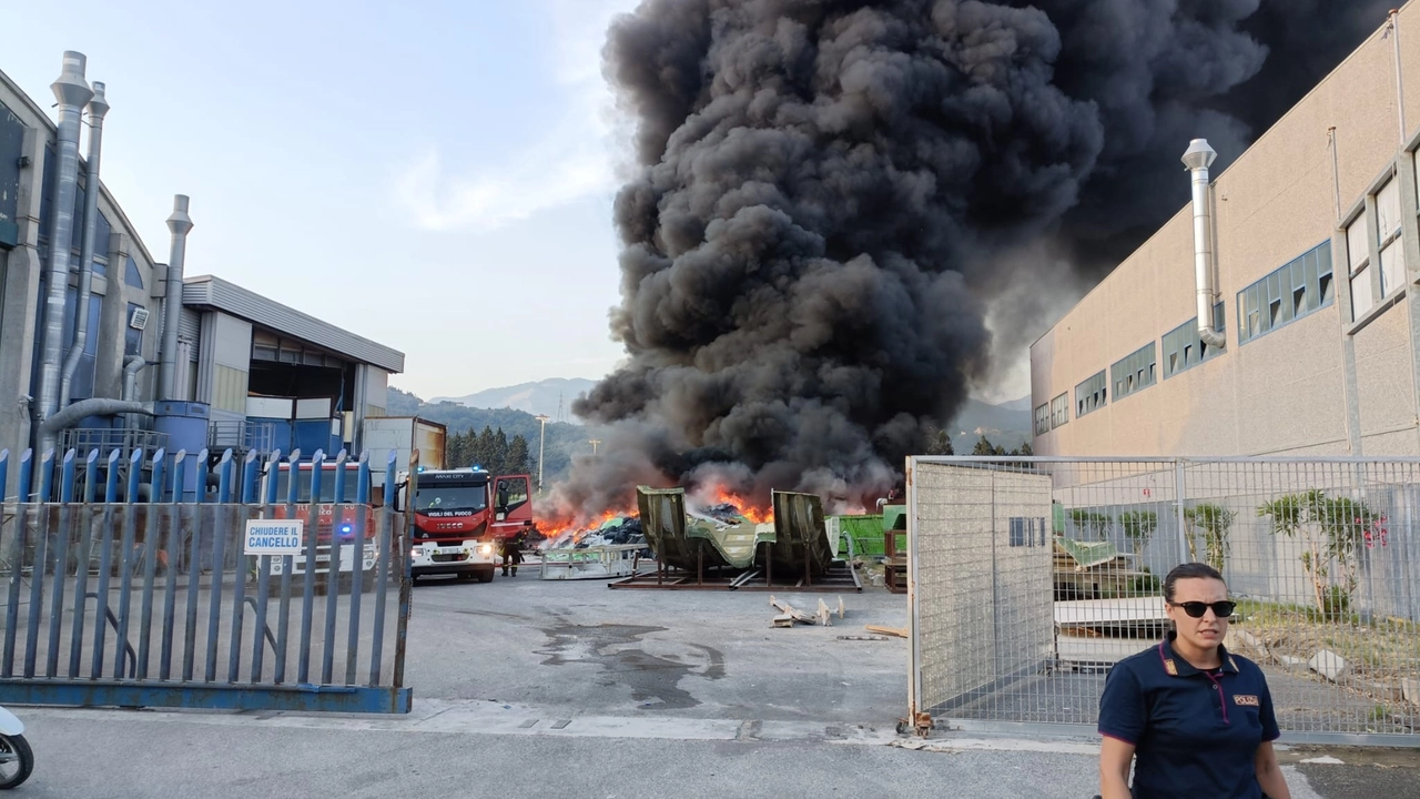 L'incendio a Massa (Foto Delia)