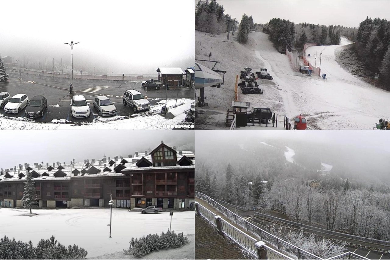 La neve all'Abetone (Immagini webcam Paesaggidigitali.it 4 dicembre 2024)