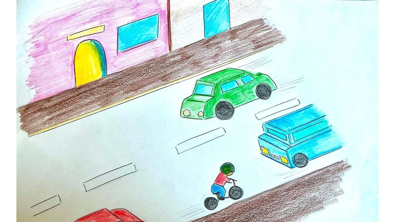 Il disegno dei ragazzi della classe IIC sul tema della sicurezza stradale