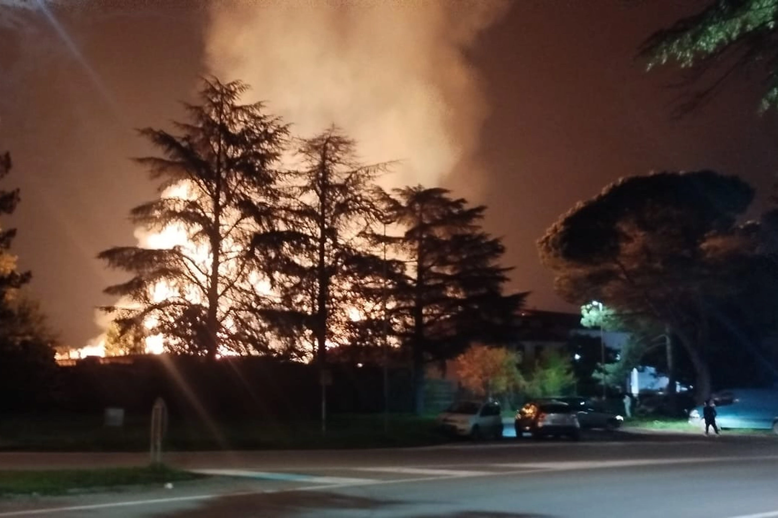 Incendio alla Donati Legnami di Sansepolcro (Foto Falsetti)