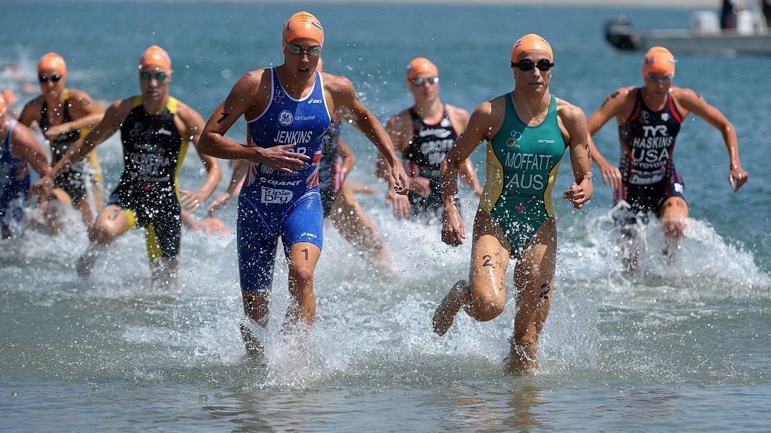 Una gara di Triathlon a Tirrenia