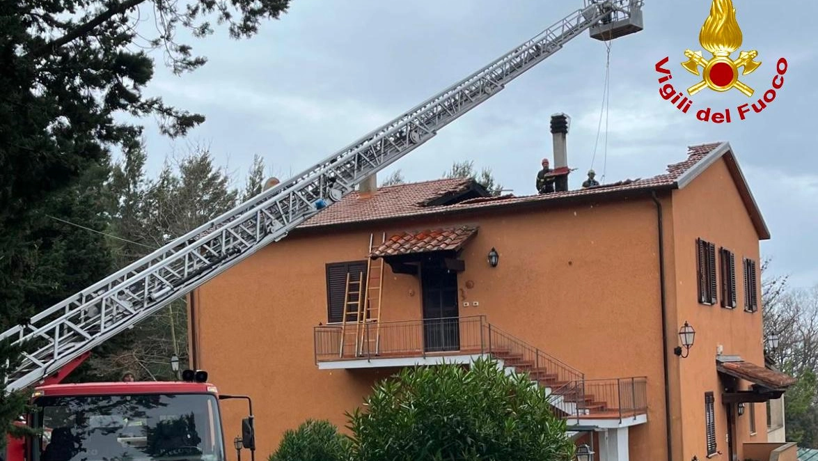 L'intervento dei vigili del fuoco a Castellina Marittima (Pisa)