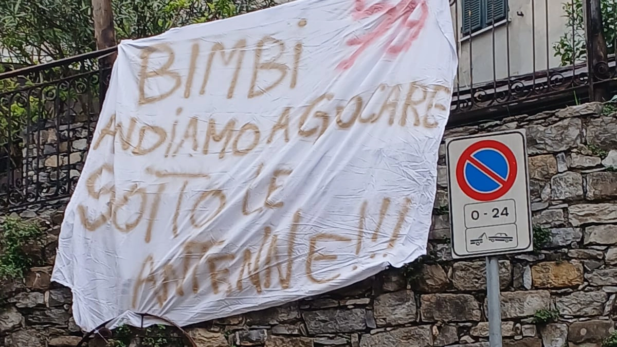 Alcuni degli striscioni di protesta contro le stazioni radiobase per la telefonia e per internet comparsi a Vezzano dopo la presentazione del piano delle antenne da parte dell’amministrazione comunale