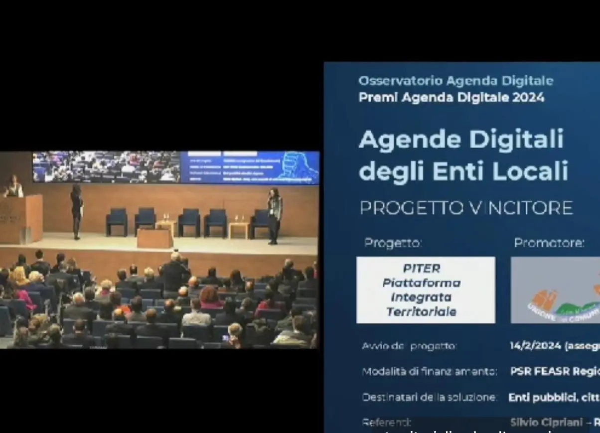 Con “Piter“ l’Unione dei Comuni si aggiudica il premio Agenda digitale