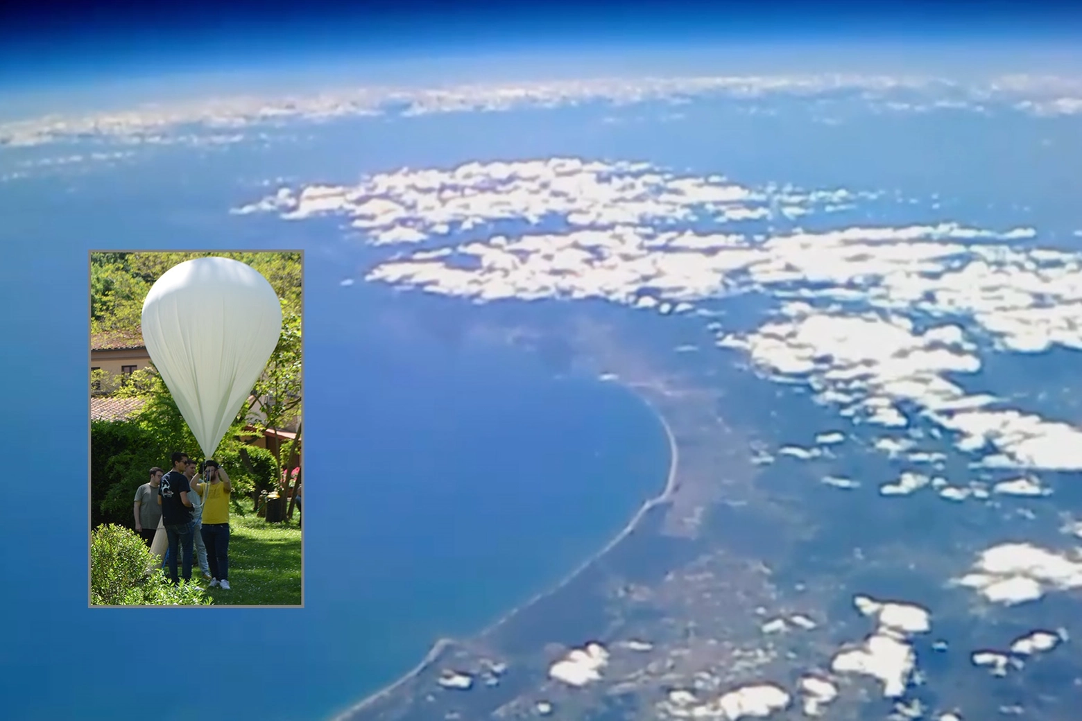 Il lancio del pallone sonda e una delle immagini della costa toscana
