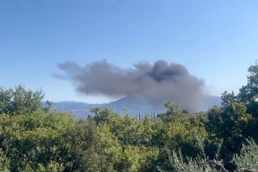 La colonna di fumo visibile a lunga distanza (Foto da Facebook)