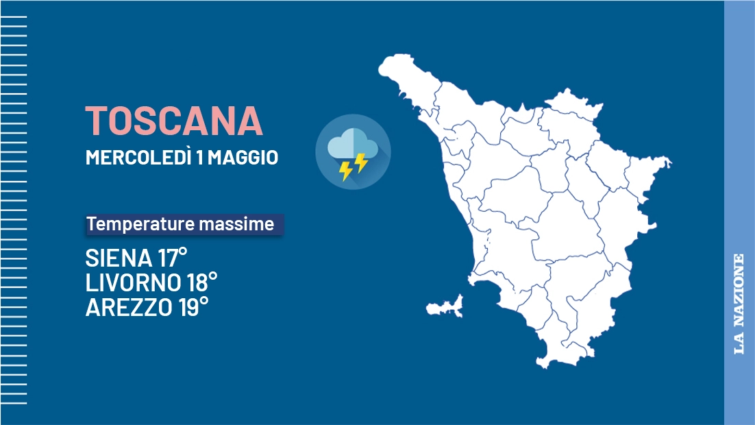Meteo 1 maggio in Toscana, temperature massime sotto i 20 gradi