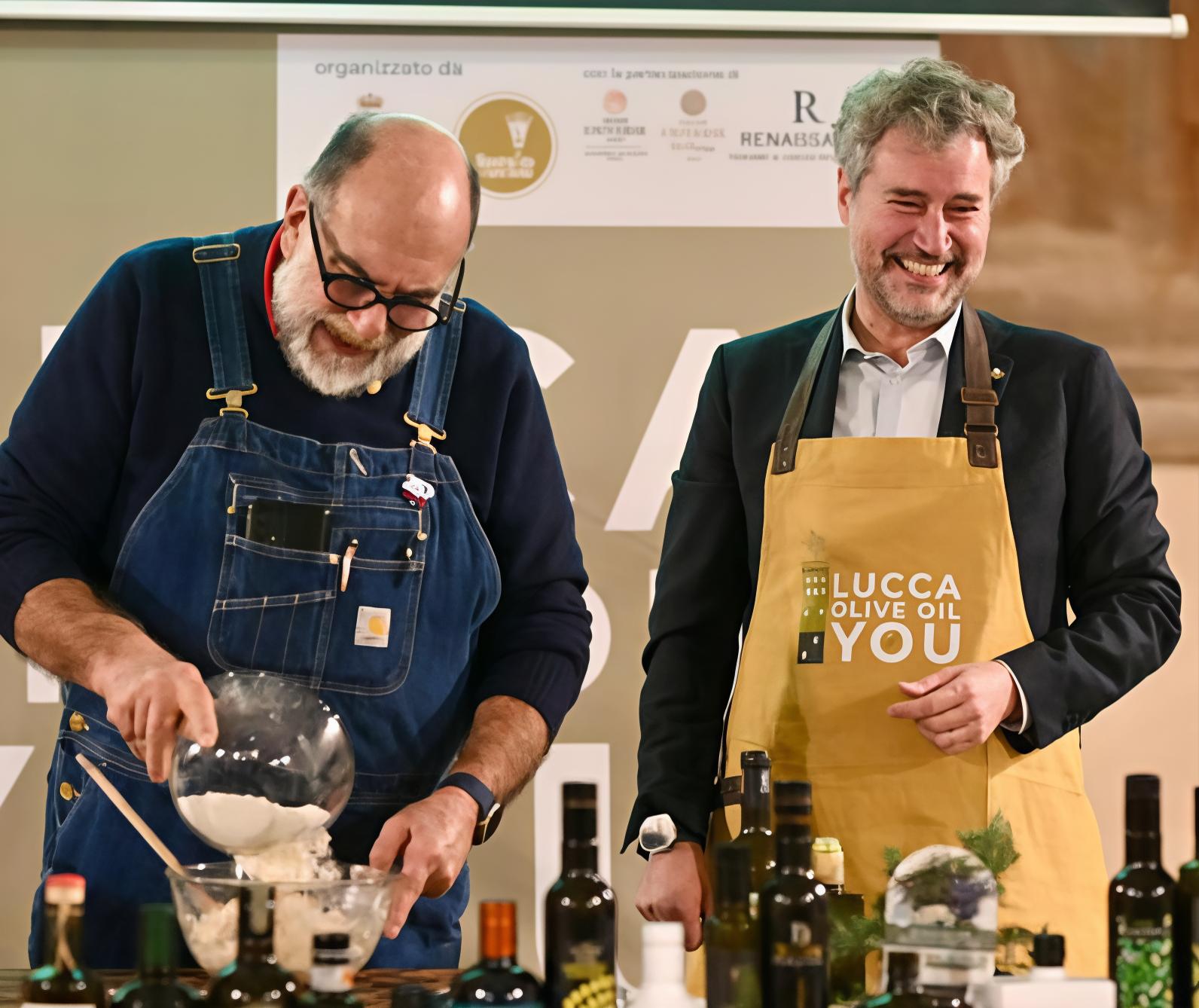 Pardini e Giorgione, show ai fornelli. Lucca Olive Oil You: un successo