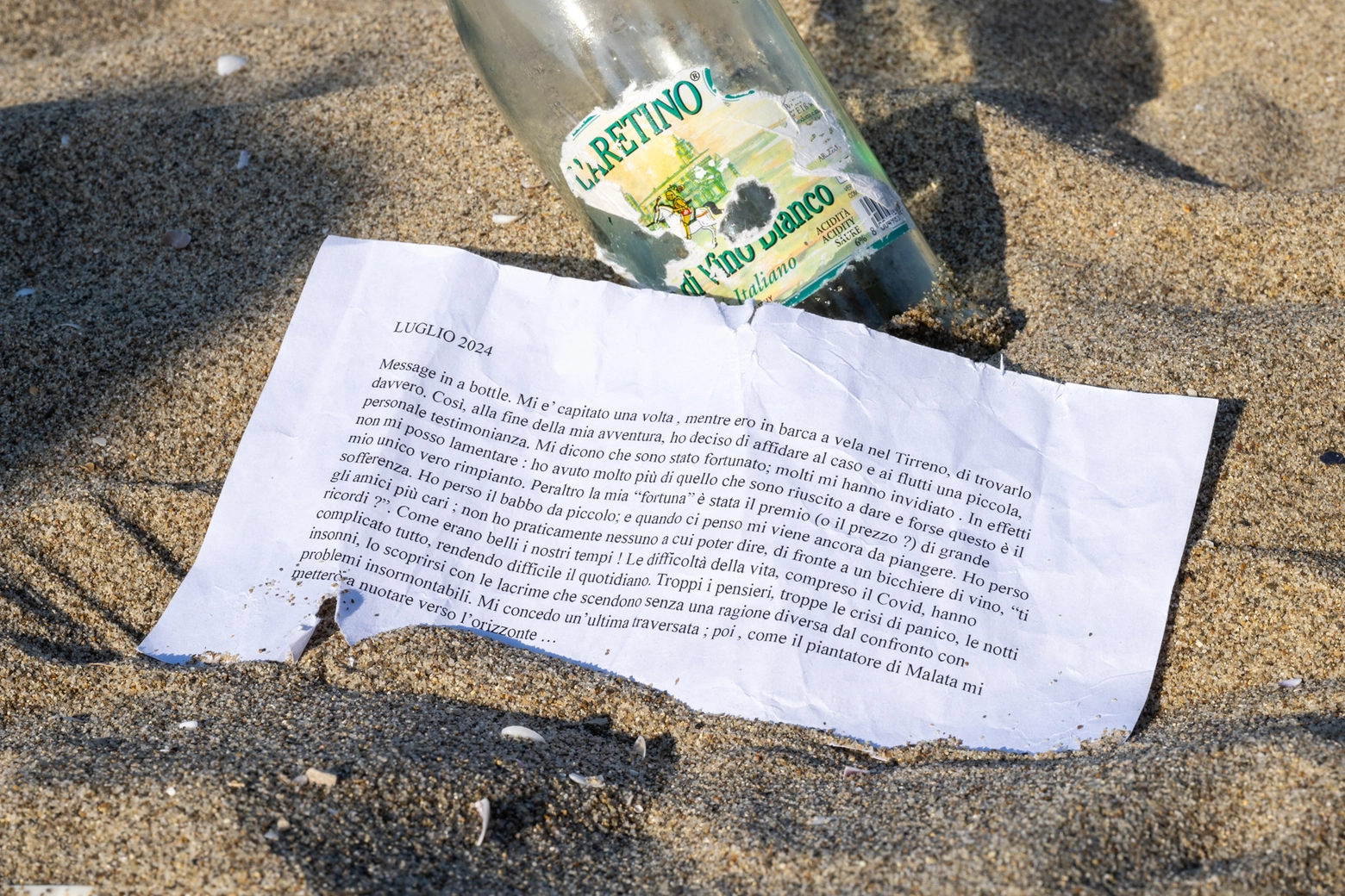 Il messaggio in bottiglia ritrovato da Francesco Garzella