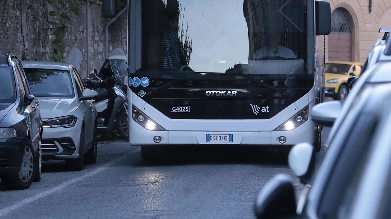 In via Campansi gli autobus transitano con poco margine tra due ali di auto posteggiate lungo la strada