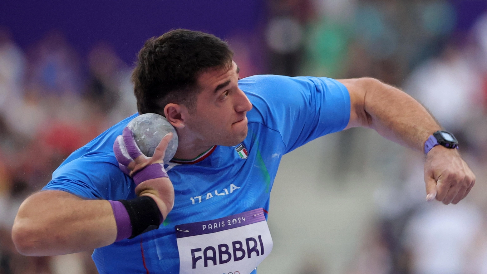 Leonardo Fabbri durante le qualificazioni alla finale di Parigi 2024