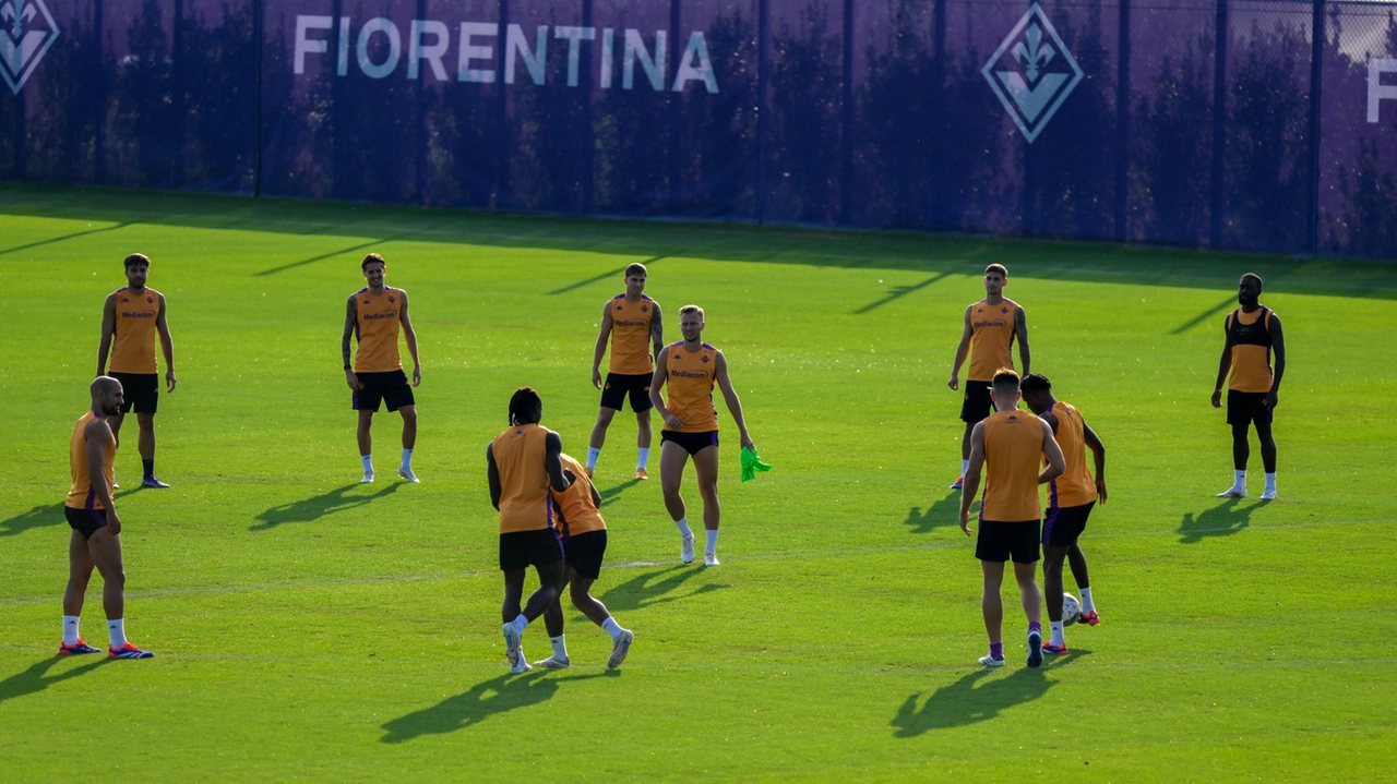 L'allenamento di rifinitura al Viola Park (foto Germogli)