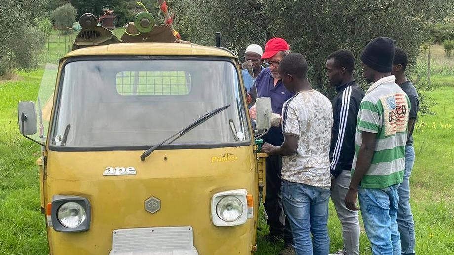 Giovani migranti del centro "Demidoff" a Pratolino partecipano al progetto "Rastrello" della Regione Toscana, acquisendo abilità agricole in aziende locali.