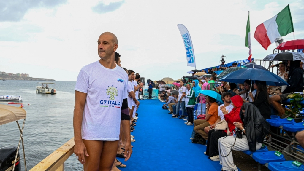 Stefano Tempesti prima dell'ingresso in acqua (Foto Federazione Italiana Nuoto - Sicali)