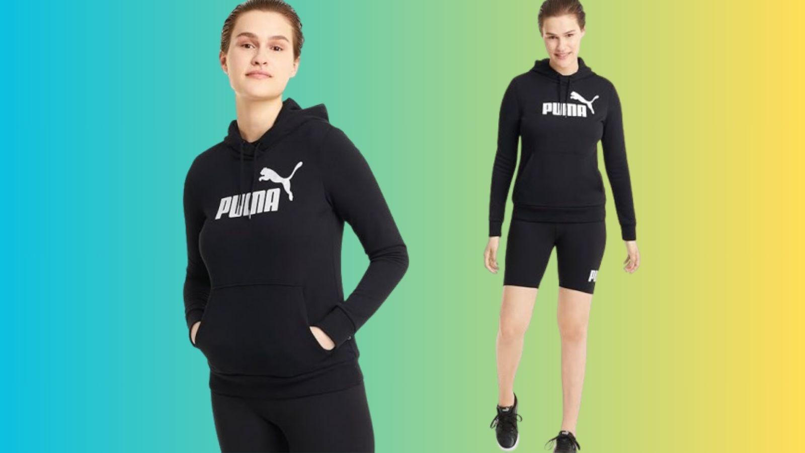 Eleganza sportiva: felpa Puma da donna con cappuccio e logo metalizzato è perfetto per gli allenamenti e la palestra (54%)