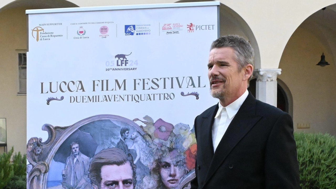 L’attore statunitense Ethan Hawke ieri al Lucca Film Festival