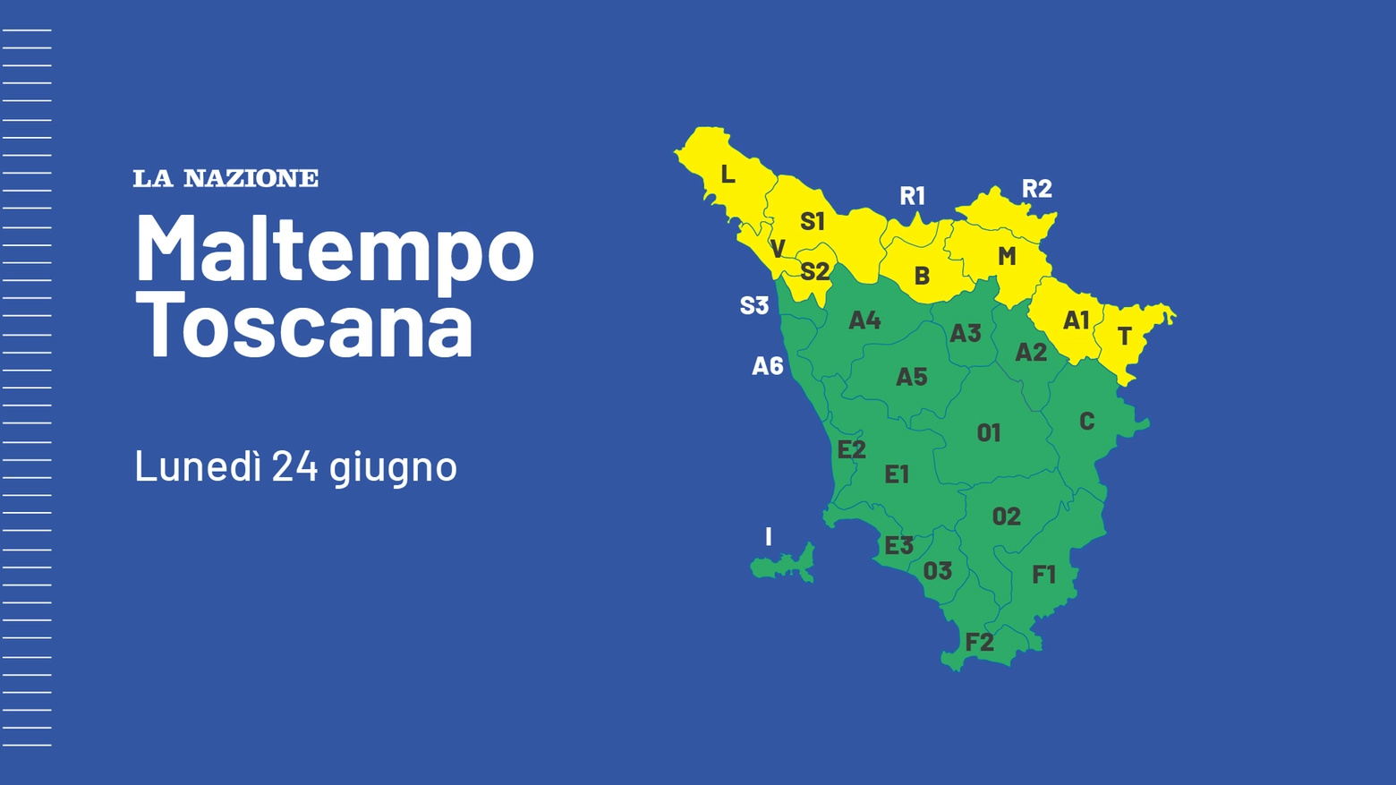 Meteo Toscana: allerta gialla per lunedì 24 giugno