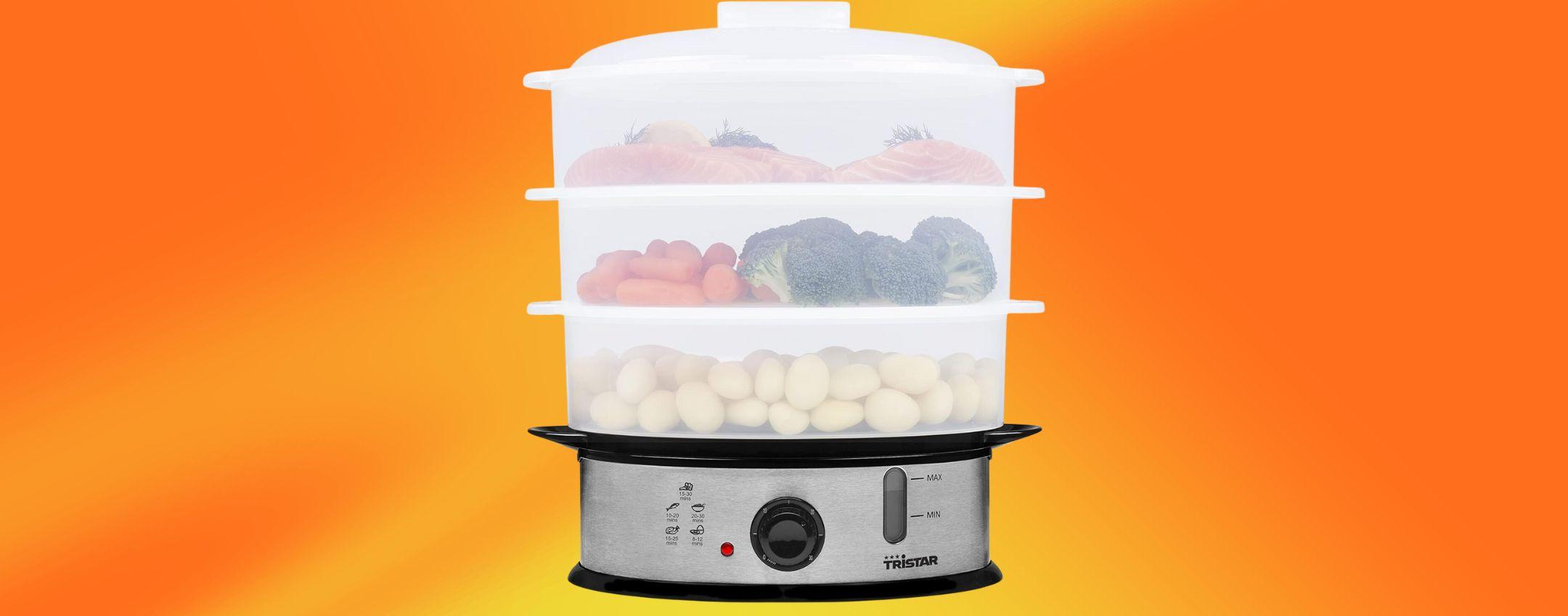 Cucina in modo sano con la Vaporiera per alimenti in triplo stato in offerta Amazon