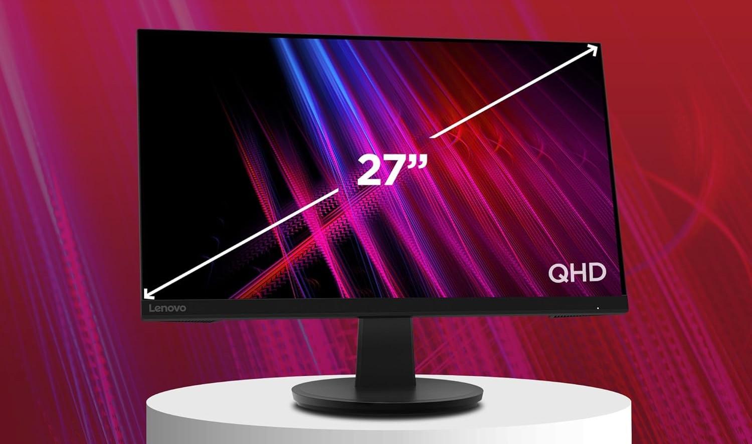 Monitor Lenovo 27'' QHD: produttività e intrattenimento di qualità con una spesa minima