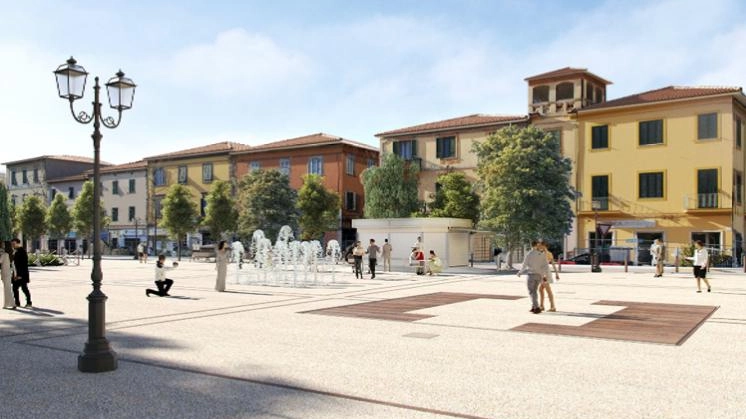 Il rendering di piazza della Repubblica a Ponsacco in base al progetto predisposto dalla precedente amministrazione comunale