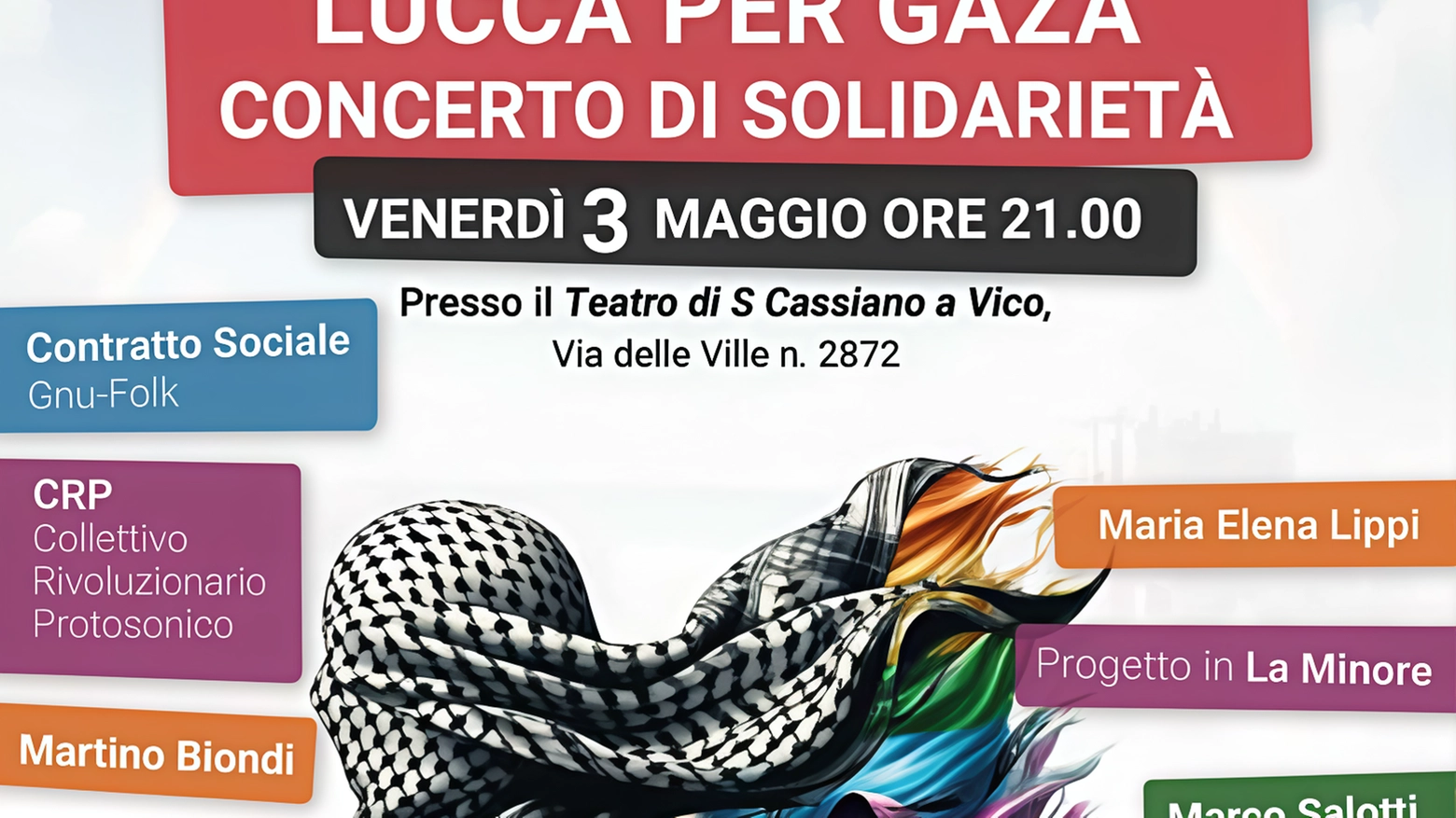 Stasera il concerto “Lucca per Gaza“. Incasso in beneficenza