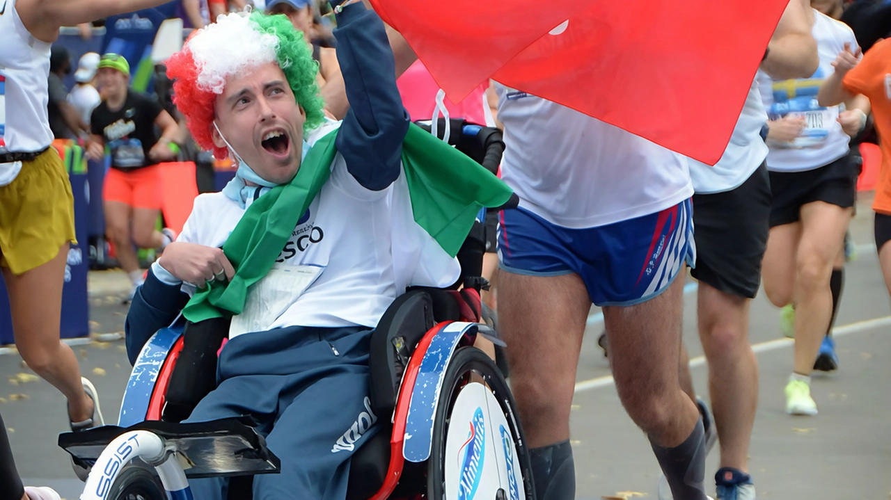 Franceskino (Francesco Michelotti) alla Mezza maratona di New York con il suo amico e atleta Federico Mataresi