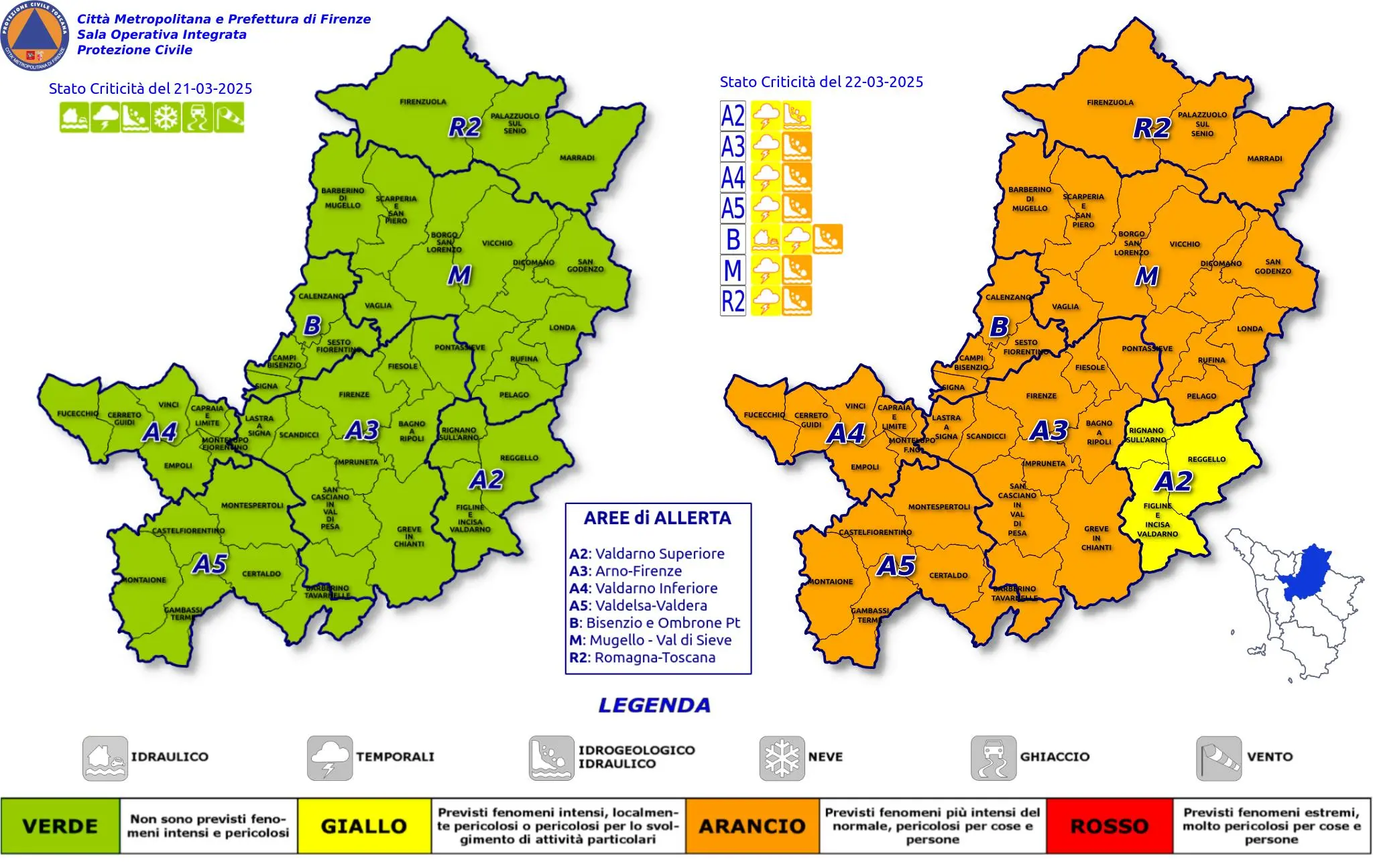 Firenze, allerta arancione: il meteo crea ancora apprensione. Scuole, la situazione