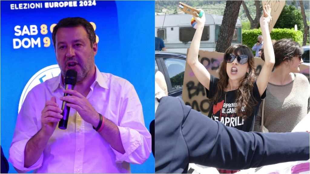 La contestazione a Salvini (Foto Attalmi)