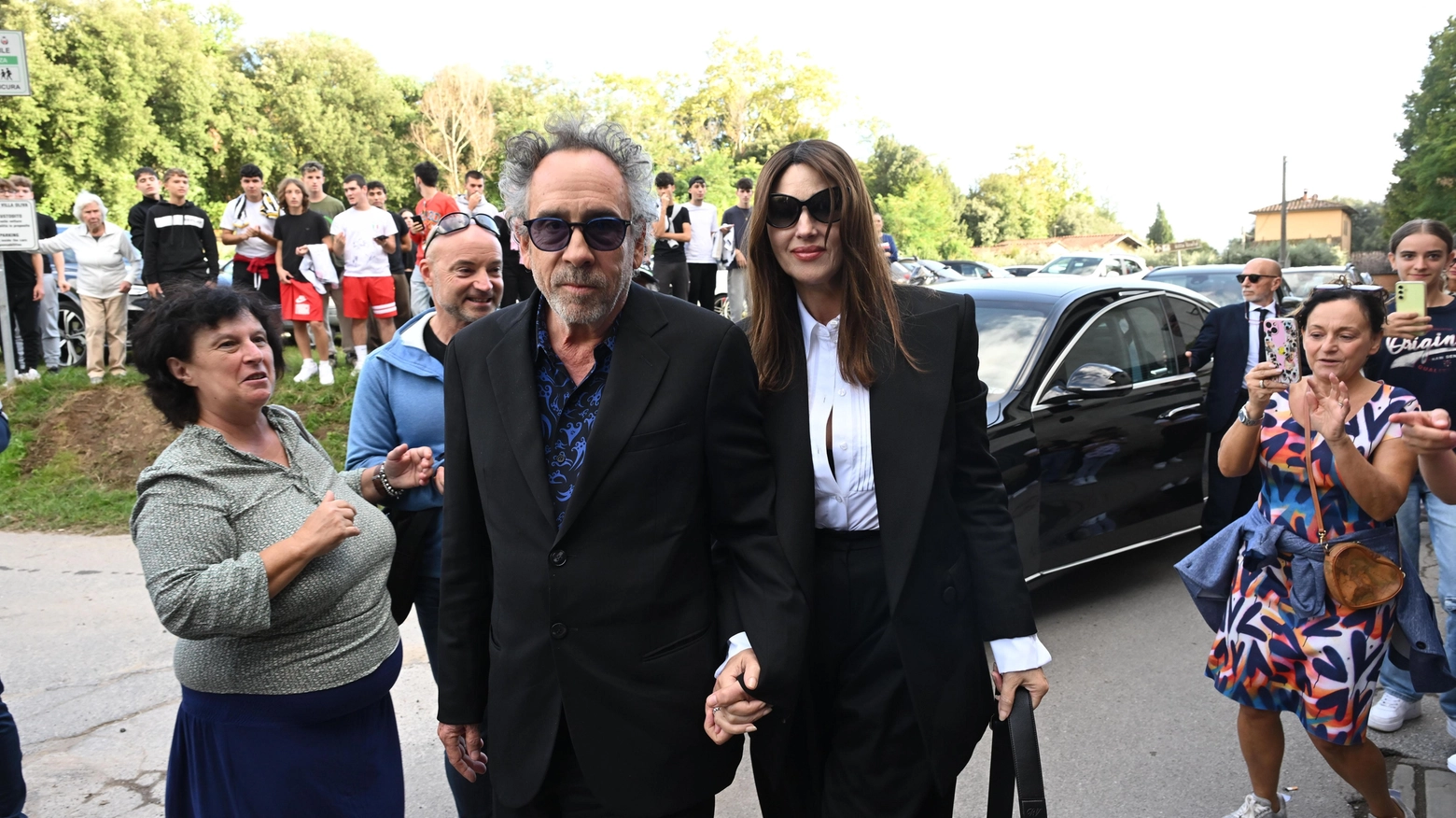 Tim Burton e Monica Bellucci al matrimonio Buffon-D'Amico (Foto Alcide)