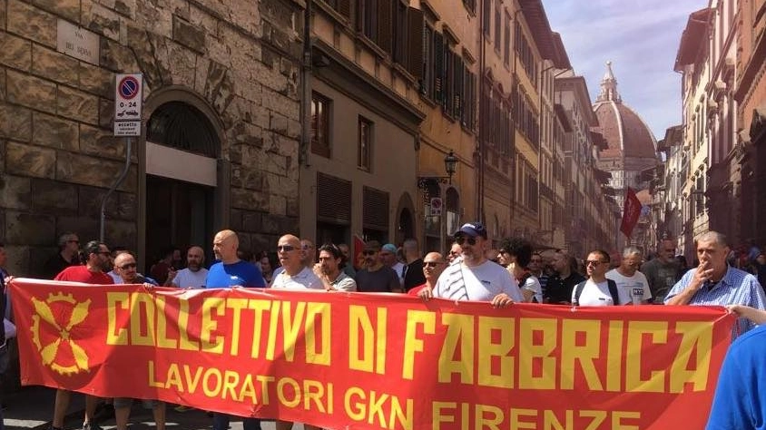 Una protesta sulla ex Gkn