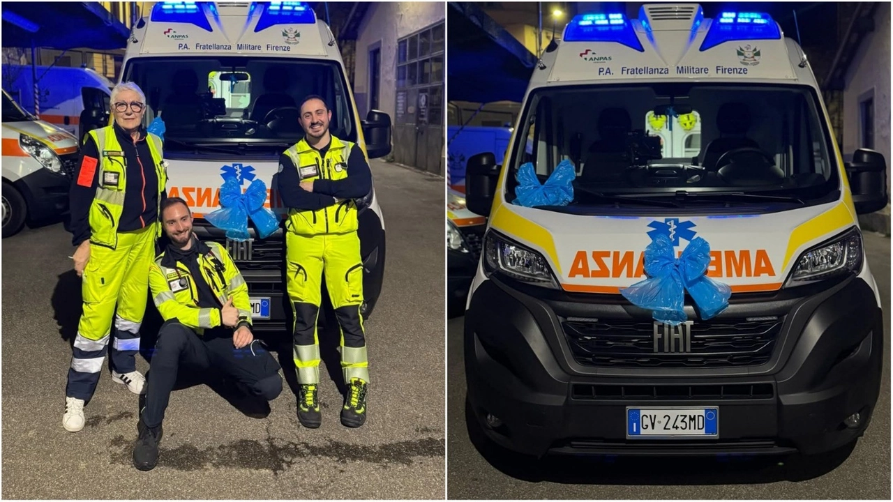 Fiocco celeste sull'ambulanza della Fratellanza Militare di Firenze