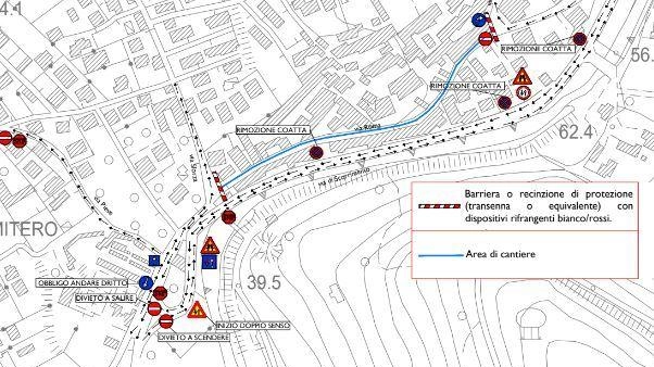 La mappa della viabilità provvisoria a Capanne di Montignoso per il cantiere di Gaia