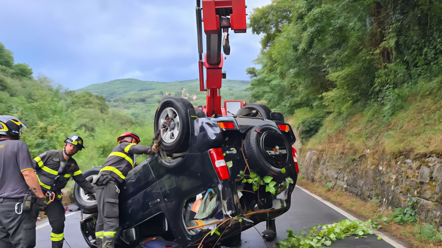 Perde il controllo e cade nel fiume. Illeso dopo un volo di venti metri