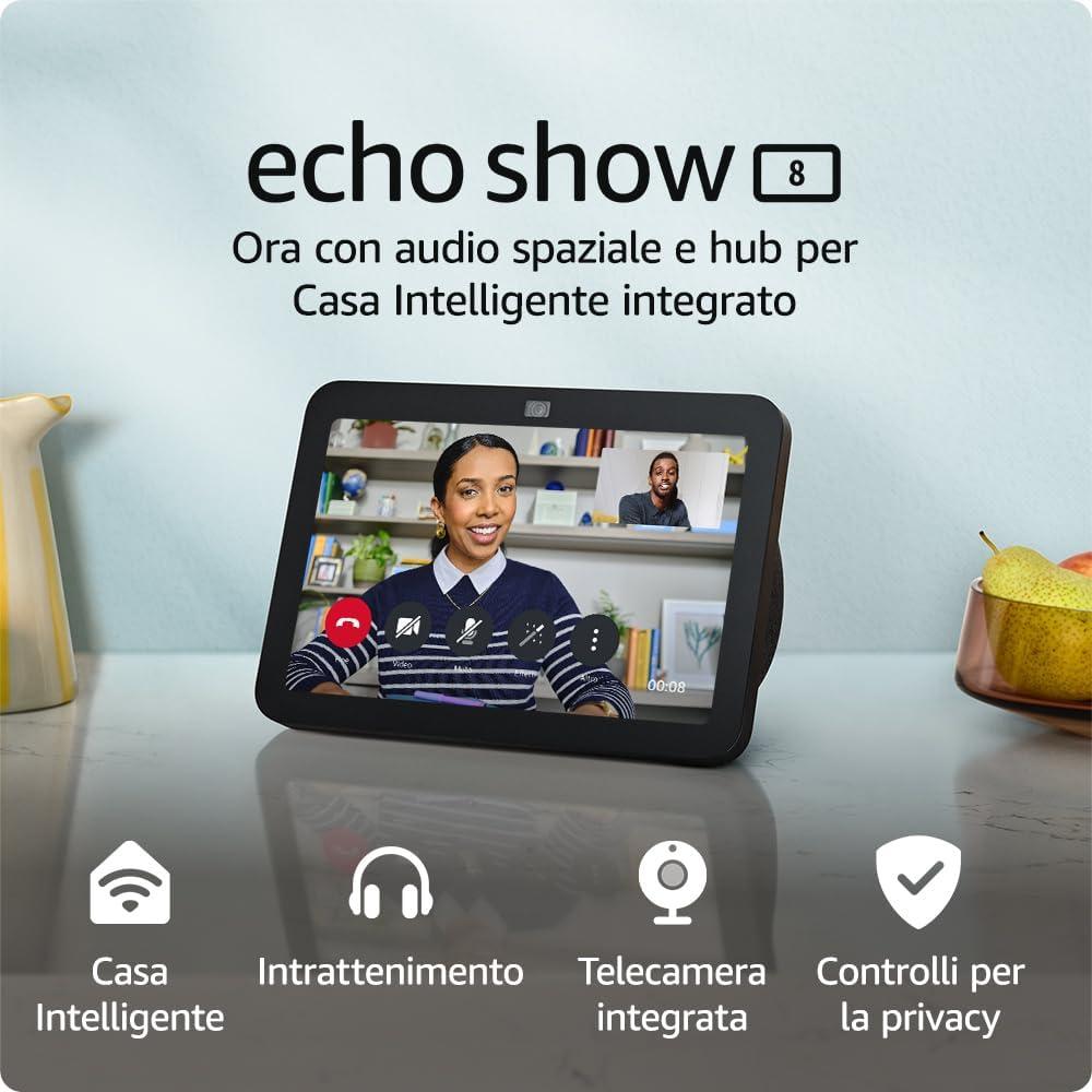 Gestisci la tua casa domotica con lo smart speaker Echo Show 8 di Amazon: oggi in offerta a tempo limitato