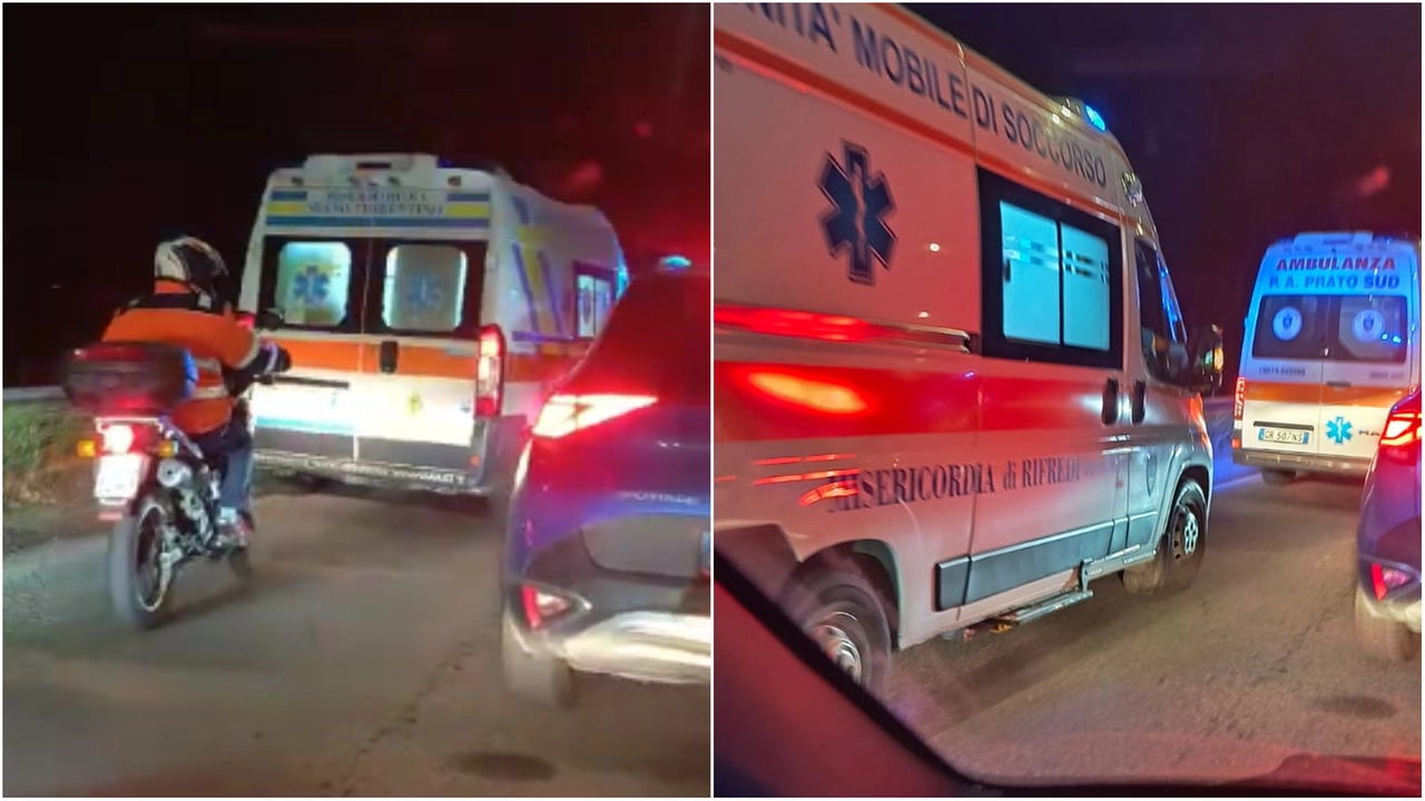 Numerose ambulanze sul luogo dell'incidente in A11