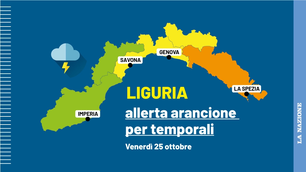 Allerta arancione per Spezia e provincia nella giornata di venerdì 25 ottobre: possibili temporali forti