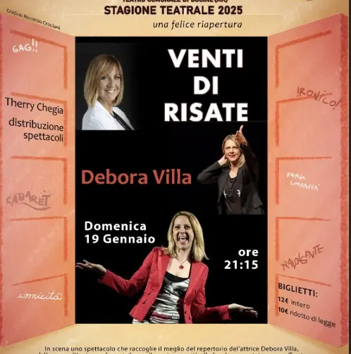 Il Teatro di Bucine riapre e inaugura la stagione con Debora Villa in “Venti di risate”