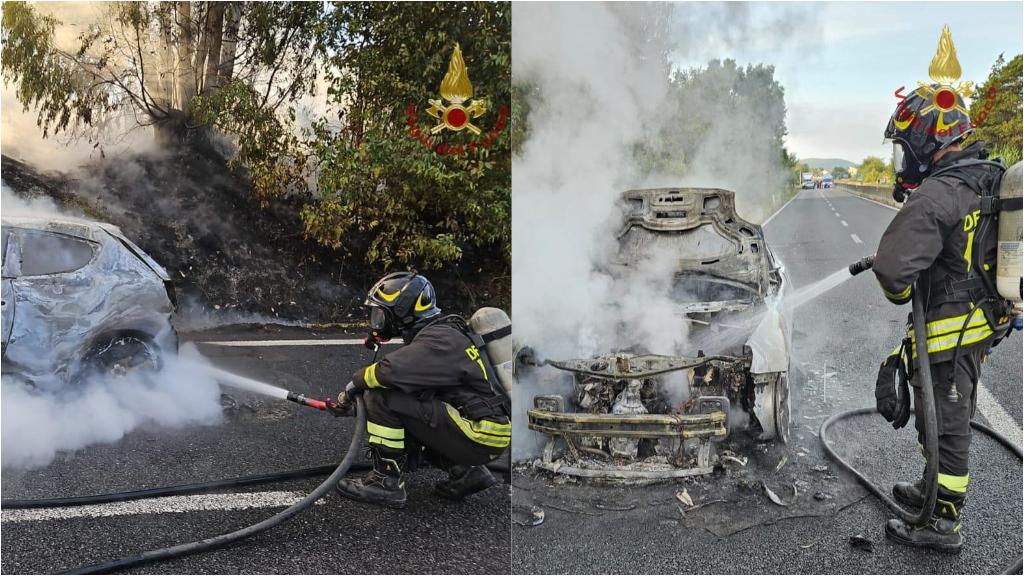 Auto in fiamme a Rispescia, paura per due turisti in Maremma