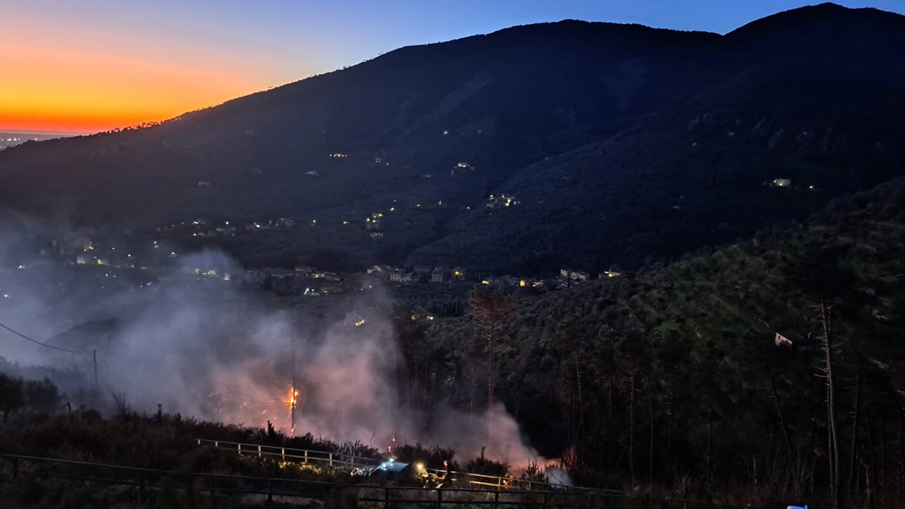 Il rogo domato in serata a Calci