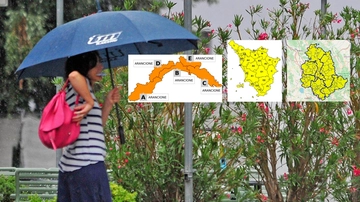 Allerta meteo gialla in Toscana e Umbria, arancione in Liguria. In arrivo temporali, vento e grandinate