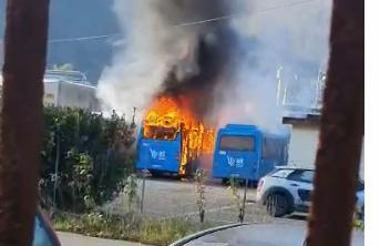 Fumo e fiamme, incendio distrugge due autobus