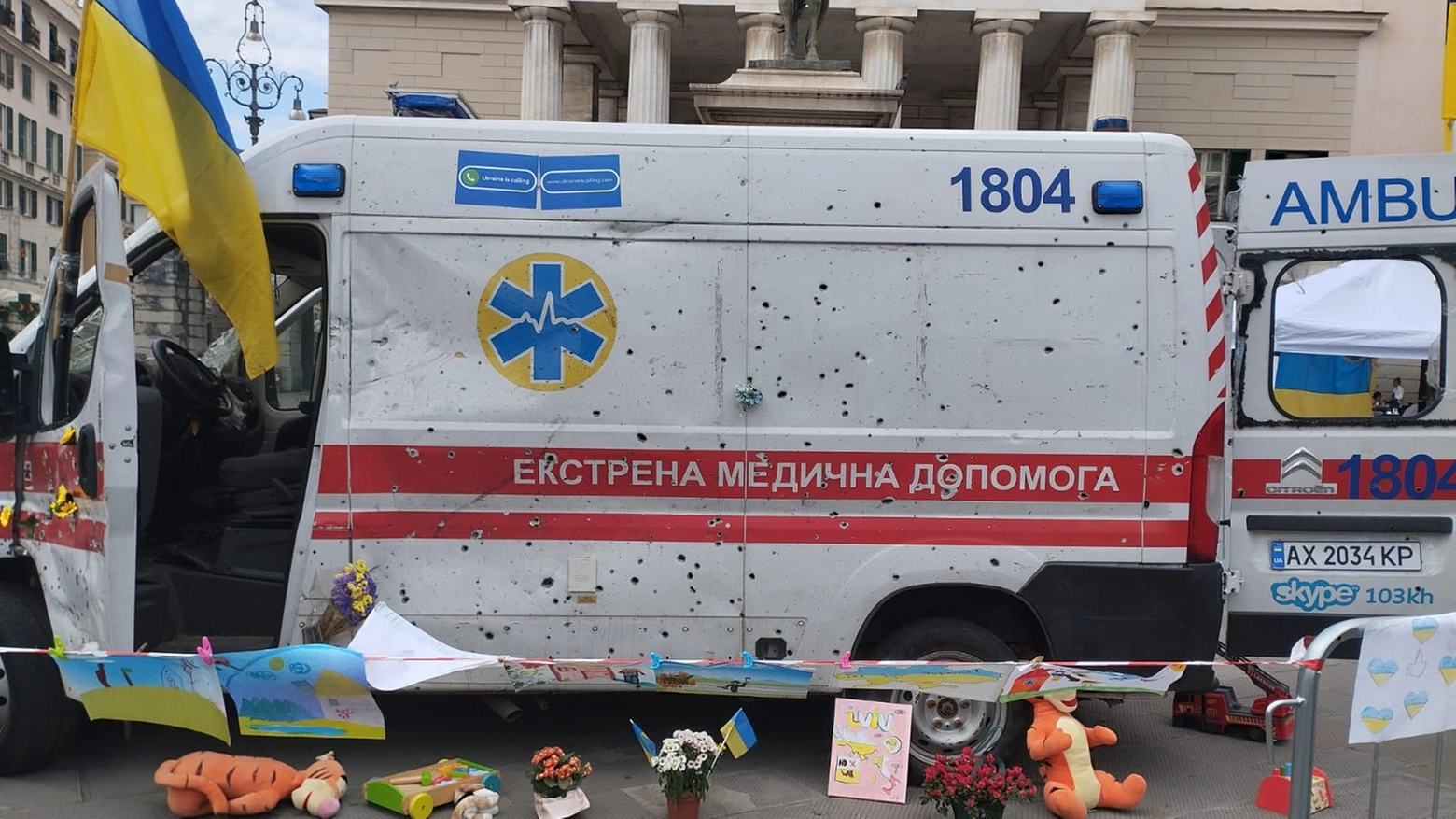 L'ambulanza crivellata dai russi