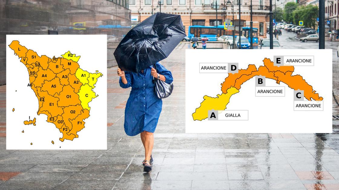 Allerta meteo arancione in Toscana e Liguria, gialla in Umbria. Temporali e vento forte: la mappa del rischio