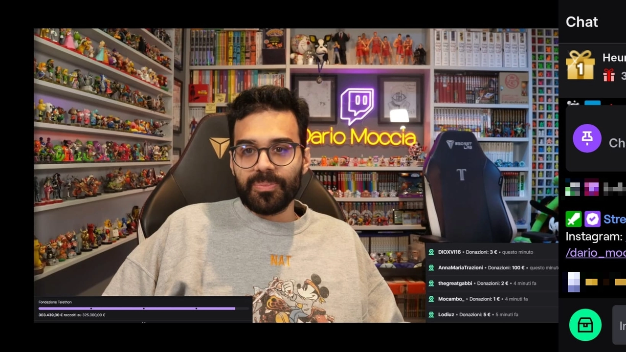 Dario Moccia live su Twitch nella "Maratona Ricostituente" per Telethon