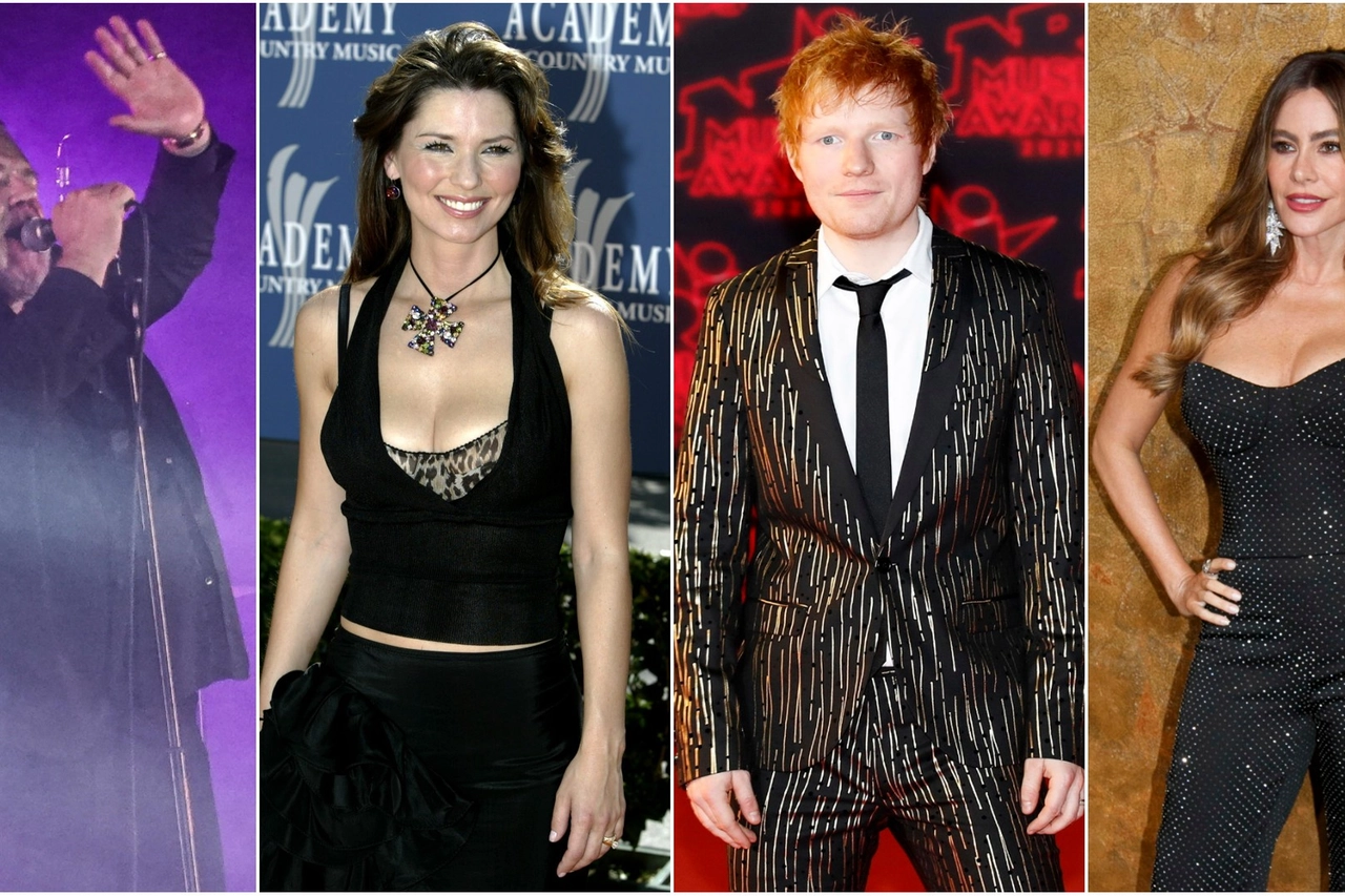 Da sinistra Russell Crowe, Shania Twain, Ed Sheeran e Sofia Vergara