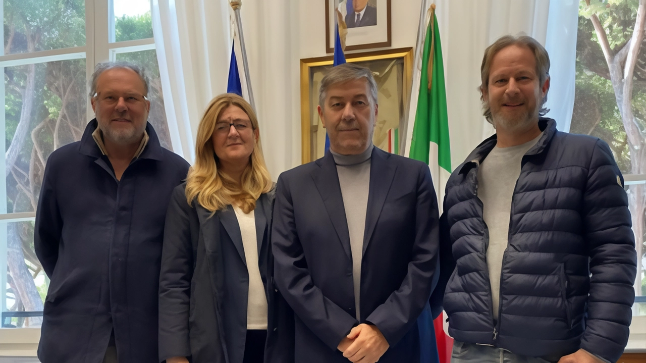 Il sindaco Bruno Murzi e l’assessore Graziella Polacci assieme al neo presidente Upb Stefano Giannotti (primo a destra) e al vice Roberto Santini