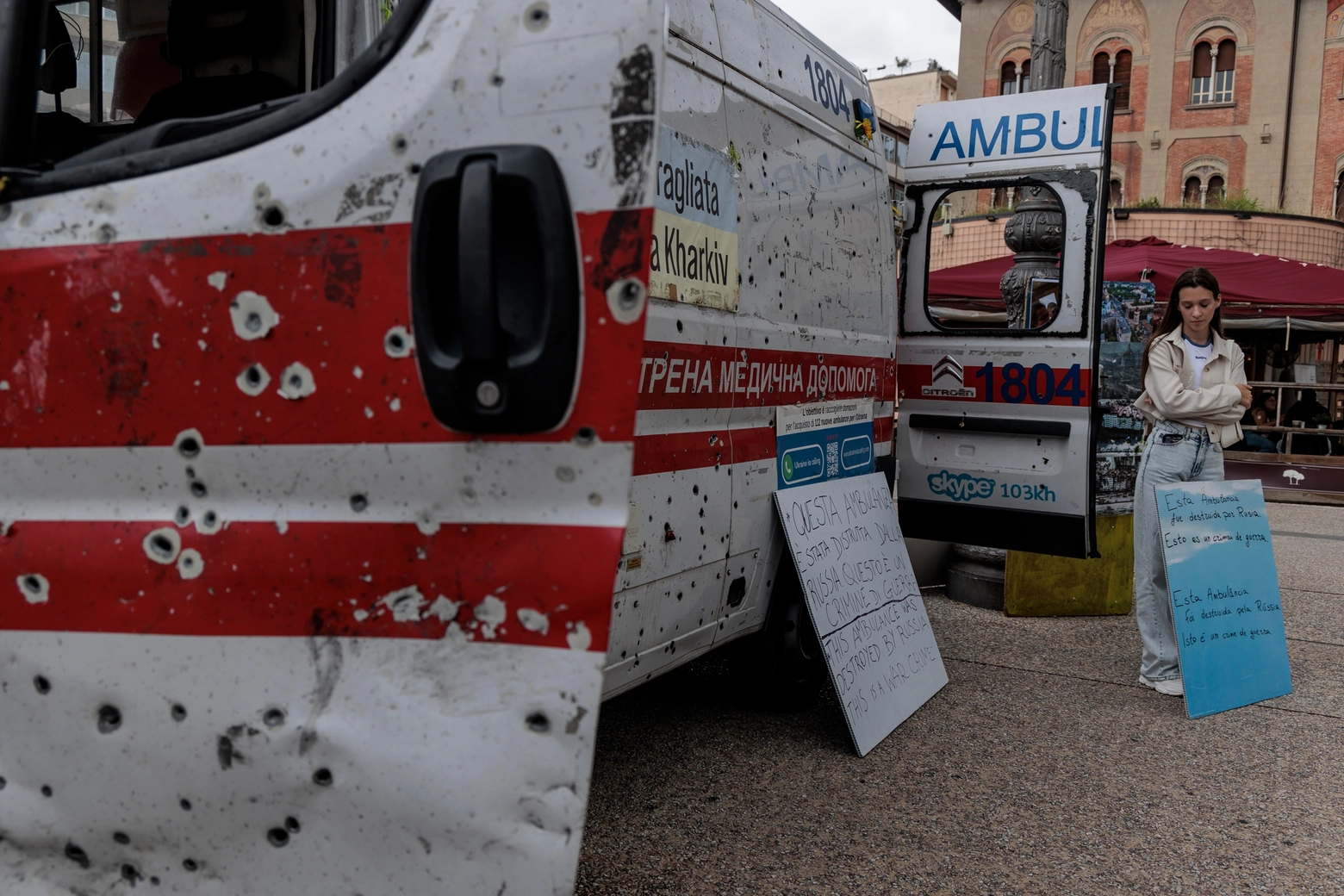 A Pisa l'ambulanza mitragliata nella regione ucraina di Kharkiv   (foto di: Del Punta/Valtriani)