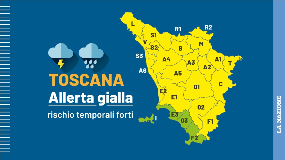 Maltempo in Toscana, allerta gialla martedì 24 giugno